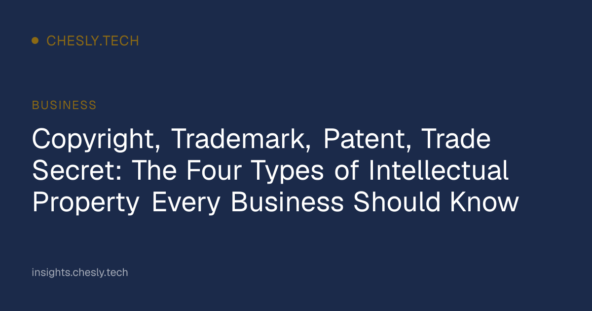 Copyright, Trademark, Patent, Trade Secret: The Four Types of IP Every Business Should Know